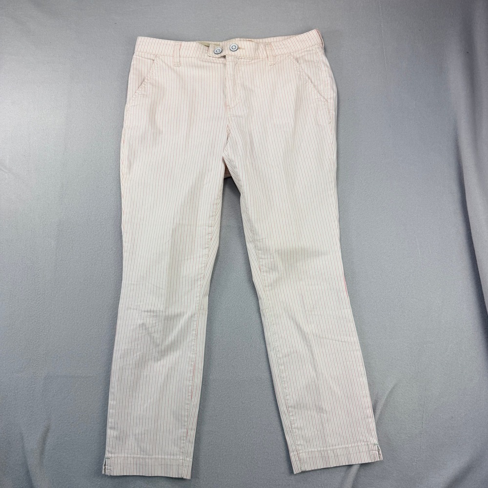 Pilcro and the Letterpress Womens 29 Pinstripe Chino Pants Red Cream Stretch